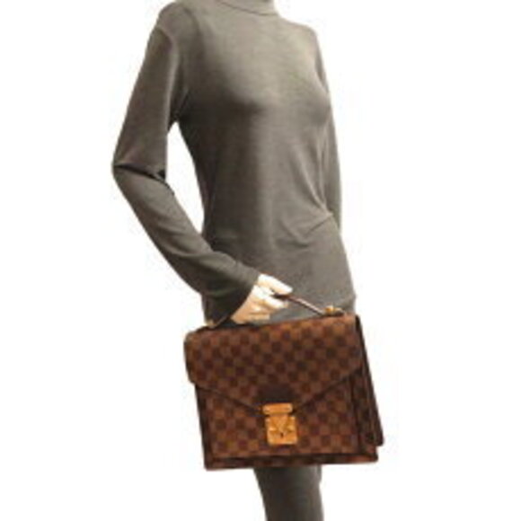Louis Vuitton Monceau Handbag Damier Ebene Brown strap key - Picture 9 of 9